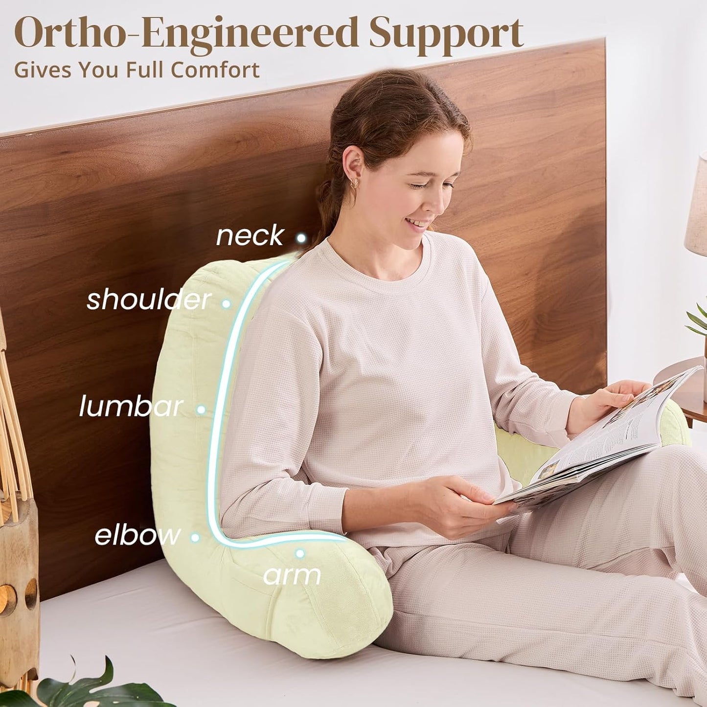 Sasttie Reading Pillows for Sitting in Bed Adult, Back Pillow Bed Sitting Up, Back-Rest Support Cushion for Sit Up on Couch, Sofa, and Floor, Dorm Essentials, Oeko-Tex Certified, Dark Grey