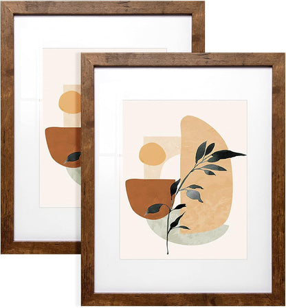 Sonefreiy Floating Picture Frames 8x10 Set of 2, Wooden Photo Frame Double Glass Pressed Flower Frames 5x7 Wall and Tabletop Display Mothers Day Gift for Family Friends Wedding