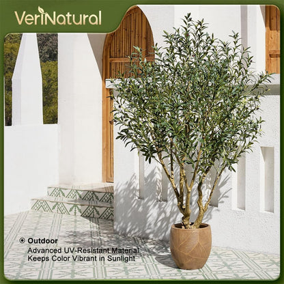 Verinatural Olive Tree Artificial Indoor 6ft - UV Resistant Large Fake Plants - Realistic Faux Olive Tree in Pot - Tall Artificial Plants Outdoor for Home, Patio, Living Room, Office Decor,VN138