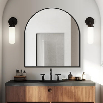 FICTOR Bathroom Mirror for Wall, Arched Vanity Bathroom Mirror for Over Sink, Metal Framed with HD Shatter-Proof Glass for Entryway, Living Room,Bedroom(2 Pack 24” x 36”, Black)
