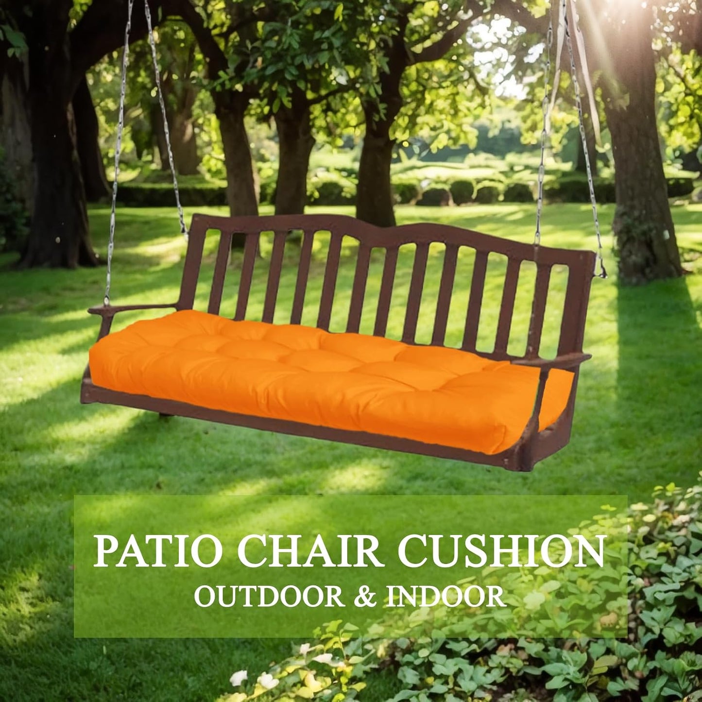 MTMR Outdoor Bench Cushion-44X19 Water-Repellent Tufted Porch Swing Cushions with High Elasticity PP Cotton and Ties Fade-Resistant Patio Outdoor Chair Cushion for Bench Furniture, Indoor Seat Cushion