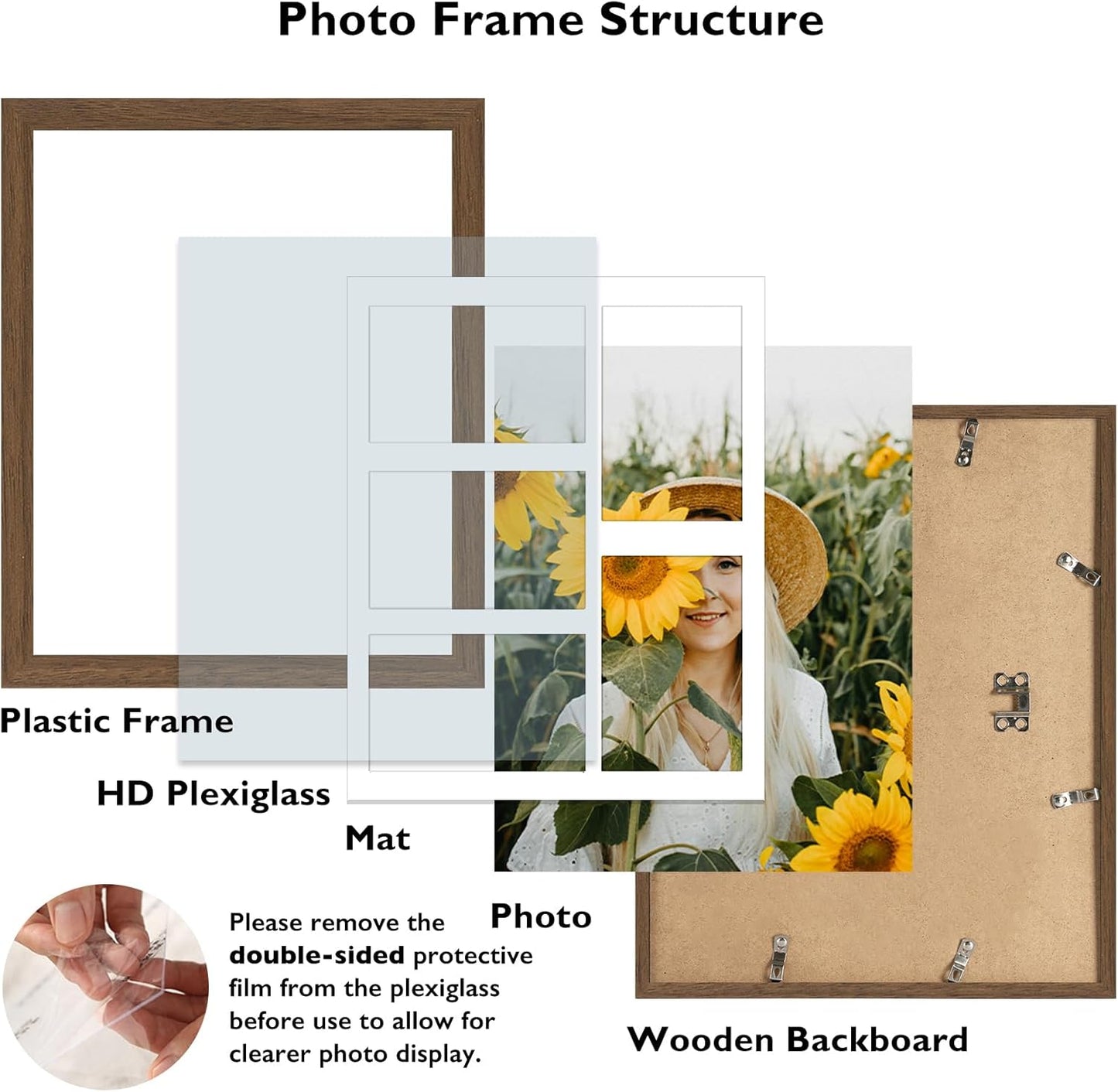 JCJMY 11x14 Picture Frame, 4x6 Collage Picture Frame, Display 5 Pcs 4x6 Photos or 11x14 Picture, Five Opening 4x6 Collage Frame for Wall Hanging, Lightweight 4 x 6 Multi Pictures Frame, Black