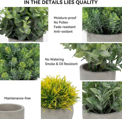 3 Pack Mini Potted Fake Plants Artificial Eucalyptus & Greenery Topiaries with 6 Butterflies,Artificial Plants for Shelf Desk Home Bathroom Farmhouse Room Coffee Table Decor