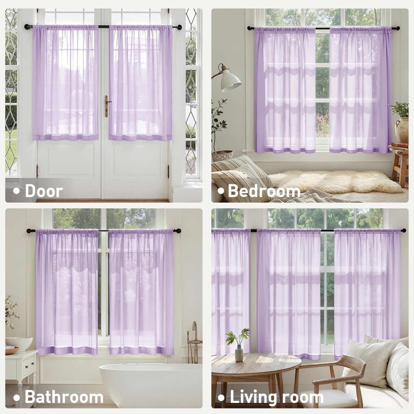 MIULEE White Sheer Curtains 84 Inches Long, 4 Panels Set, Light Filtering Rod Pocket Voile Drapes for Living Room and Bedroom, Airy Soft Fabric Window Treatments, 42 x 84 Inches