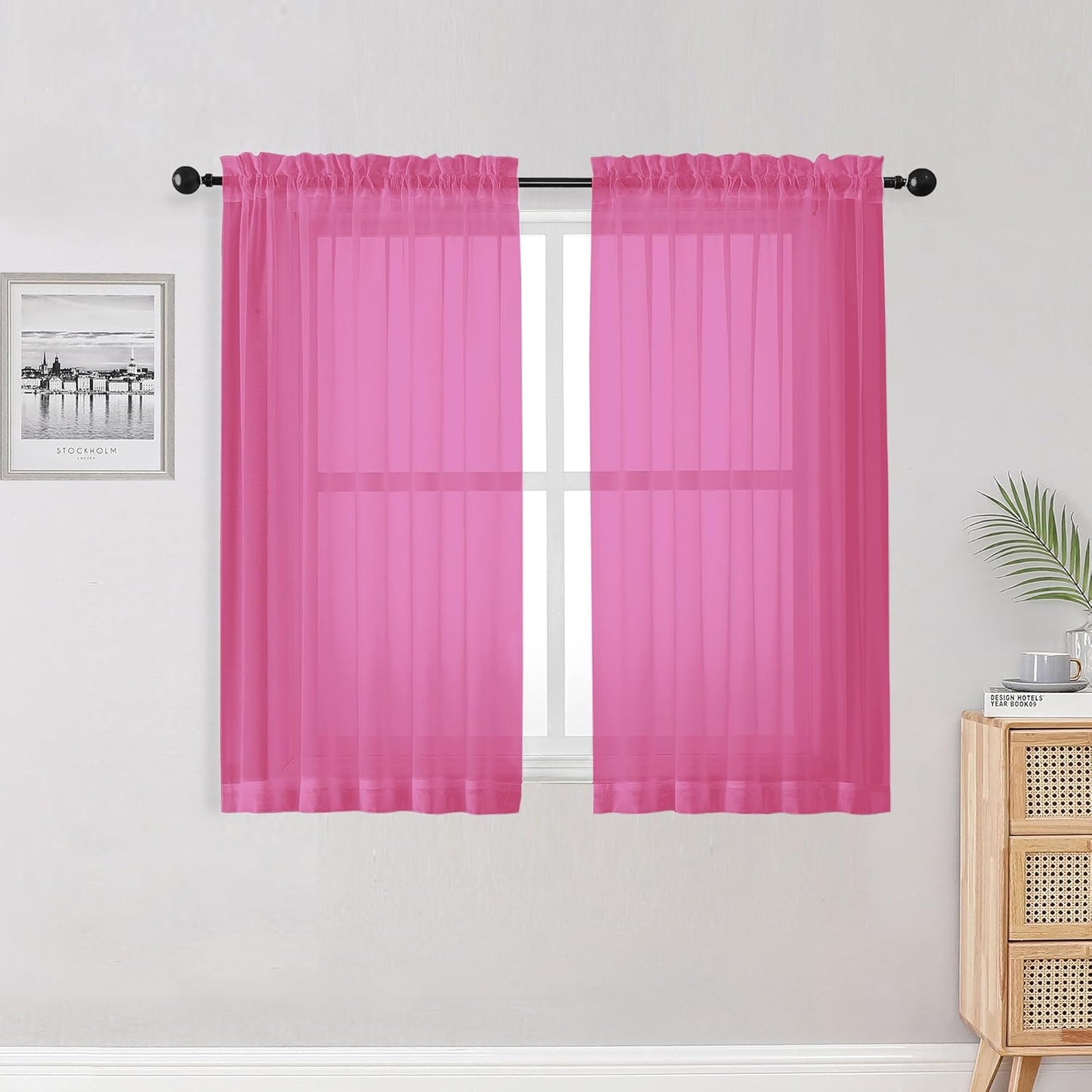 OWENIE Sheer Curtains 84 inches Long 2 Panels Set for Living Room/Bedroom, Rod Pocket Voile Sheer Panel Drapes, White, 2pcs, Each 42" W x 84" L - Colors B