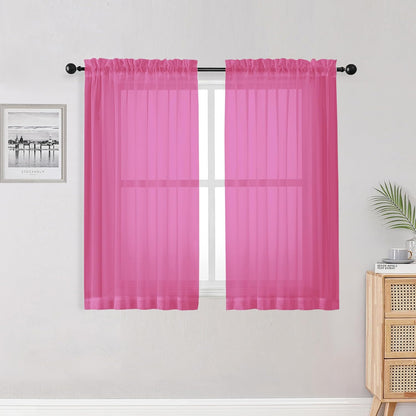 OWENIE Sheer Curtains 84 inches Long 2 Panels Set for Living Room/Bedroom, Rod Pocket Voile Sheer Panel Drapes, White, 2pcs, Each 42" W x 84" L - Colors B