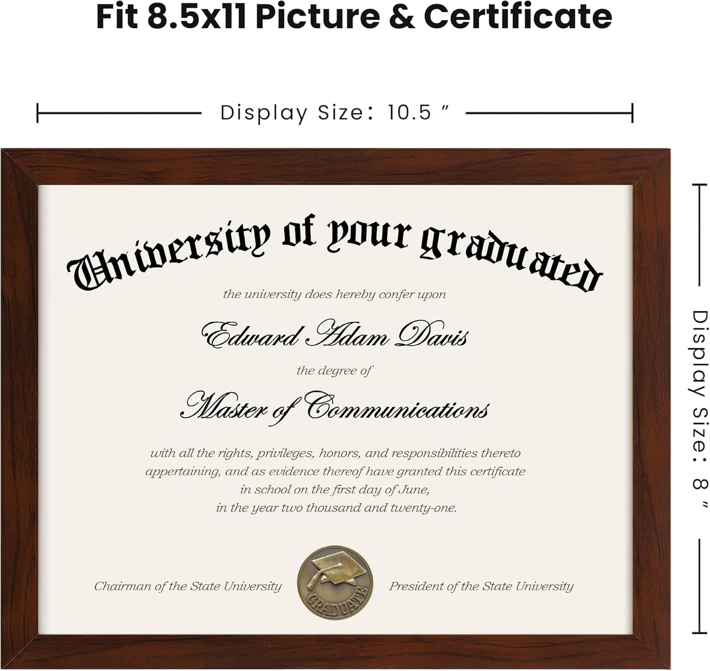 upsimples Certificate Frame with High Definition Glass, 8.5 by 11 Picture Diploma Document Frames for Wall and Tabletop, Black 5 Pack