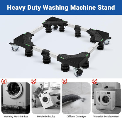 Nefish Mini Fridge Stand Universal Raised Base Adjustable Refrigerator Stands with 4 Strong Feet Washing Machine Pedestal Multi-Functional Bases for Dryer (Black)