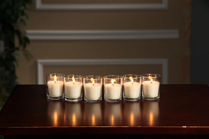 48-Pack Clear Glass Votive Candles – 10–12 Hour Long Burn, Unscented, Ivory, Bulk Set for Weddings, Events & Table Centerpieces – Hosley