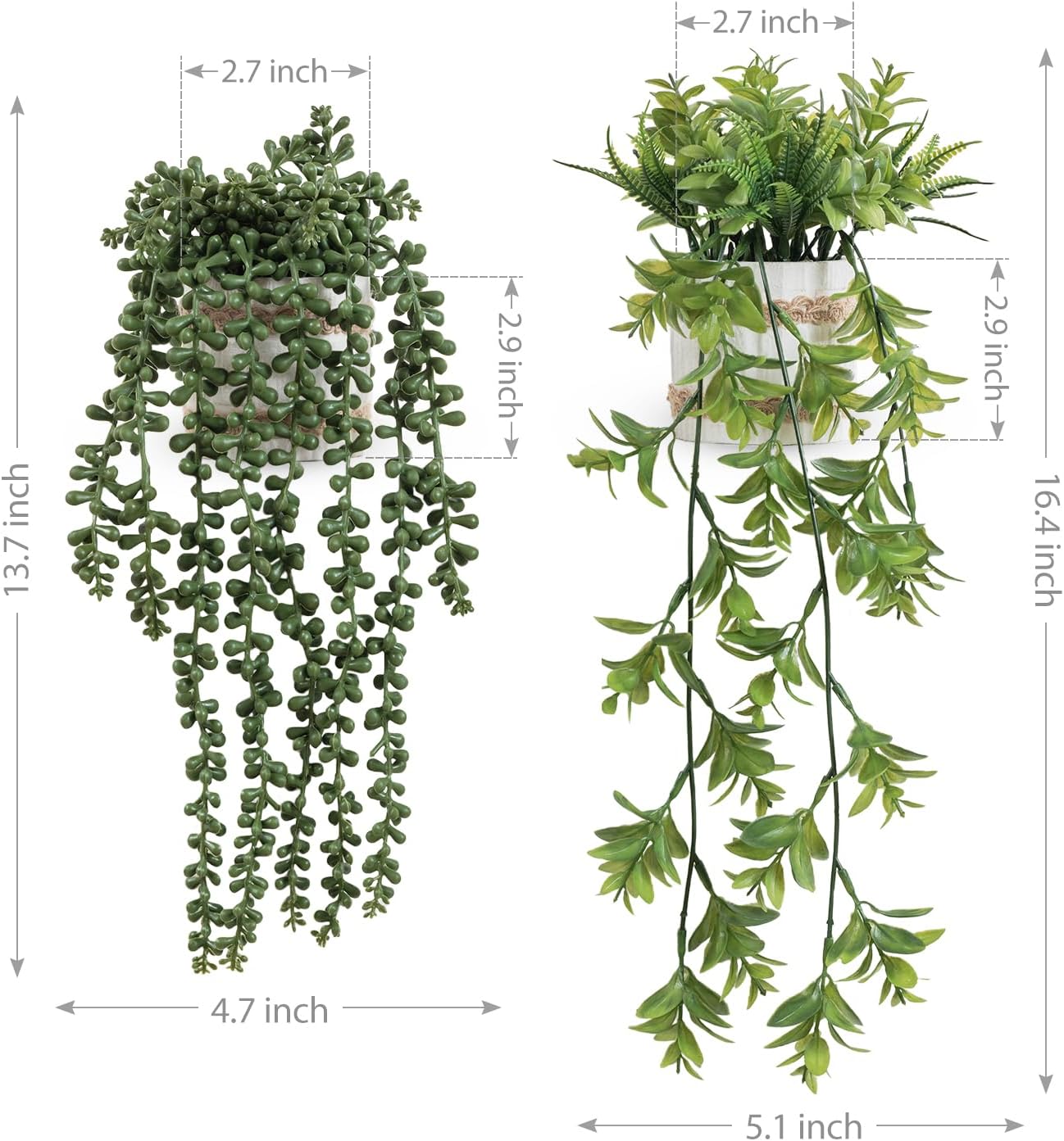 3 Pack Mini Artificial Hanging Greenary Fake Hanging Plants in Basket for Wall Living Room Decor Bathroom Shelf Home Indoor