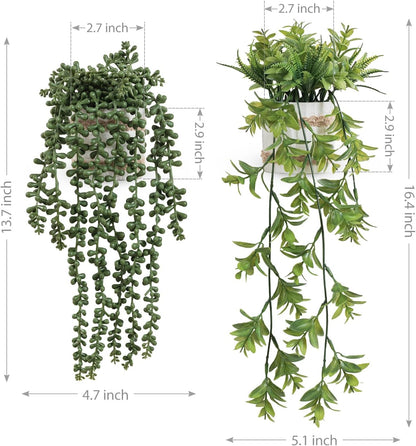 3 Pack Mini Artificial Hanging Greenary Fake Hanging Plants in Basket for Wall Living Room Decor Bathroom Shelf Home Indoor