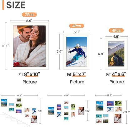 upsimples 10 Pack Picture Frames Collage Wall Decor for Mounting or Tabletop Display, Photo Gallery Frame Set for Family, Multi Sizes Including 8x10, 5x7, 4x6, Black