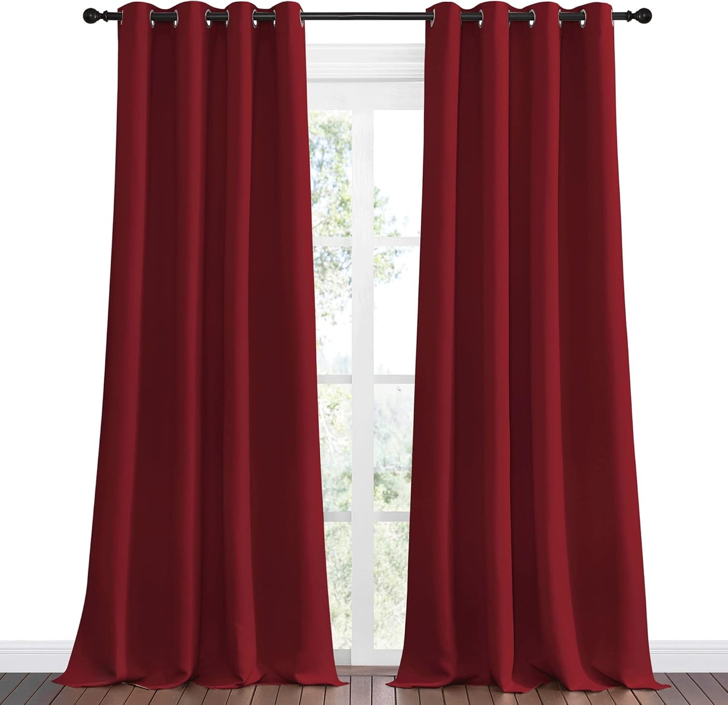 NICETOWN Halloween Pitch Black Solid Thermal Insulated Grommet Blackout Curtains/Drapes for Bedroom Window (2 Panels, 42 inches Wide by 63 inches Long, Black) - Colors A