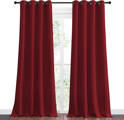 NICETOWN Halloween Pitch Black Solid Thermal Insulated Grommet Blackout Curtains/Drapes for Bedroom Window (2 Panels, 42 inches Wide by 63 inches Long, Black) - Colors A
