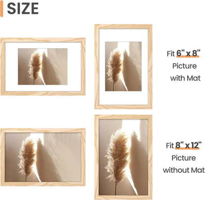 upsimples 8x10 Picture Frame, Display Pictures 5x7 with Mat or 8x10 Without Mat, Wall Hanging Photo Frame, Black, 1 Pack - Colors A