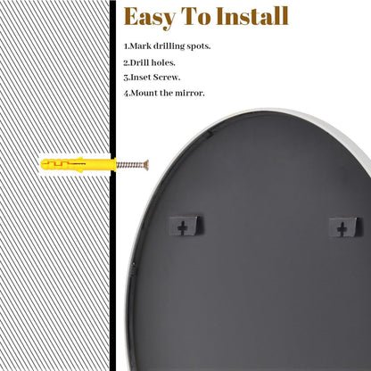 VooBang Large Black Round Bathroom Mirror, 48 inch Circle Wall Mounted Hanging Mirror with Simple Modern Circular Metal Frame for Hallway, Entryway, Living Room, Black Frame