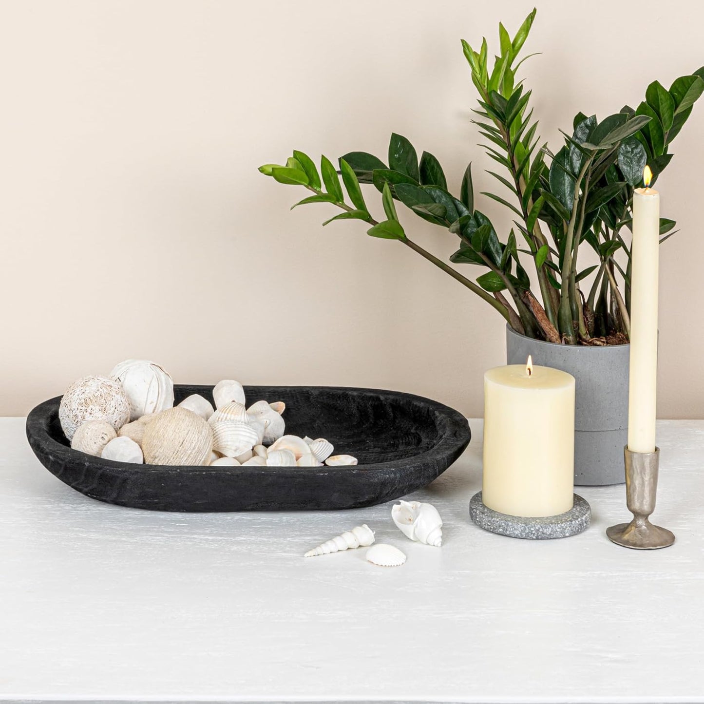 Bloomingville Hand-Carved Paulownia Wood Bowl with Whitewashed Finish