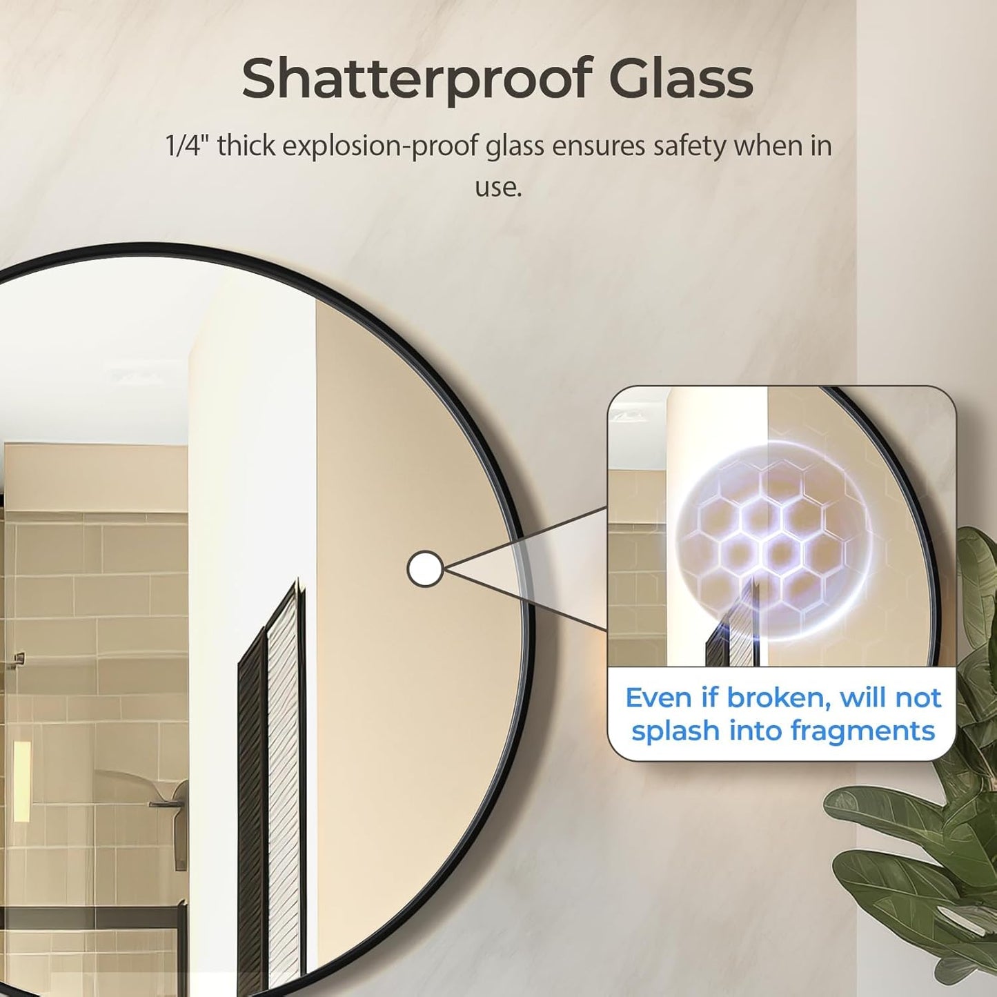 USHOWER Bathroom Mirrors for Over Sink, 36 Inch Circle Mirror with Metal Frame, Black Wall Mirror for Vanity, Entryway, Living Room, Hallway and Bedroom Decor