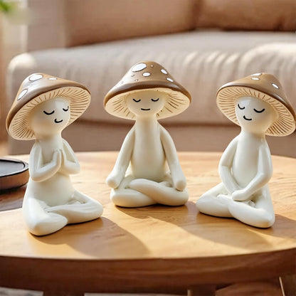 Meditation Mushroom Resin Statues – Cute Yoga Mushroom Figurines for Desk, Home, Office & Garden Decor – Zen Resin Sculptures for Living Room, Patio, Tabletop & Backyard (1 Pack, Mushroom)