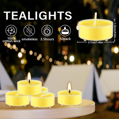100 Pack Scented Tealight Candles - 4 Hours Burning Lemon Aromatherapy | Valentine's Day Romantic Dinner & New Year Home Decor, Yellow Votive Candles for Wedding, Holiday Gift & Emergency (Yellow)