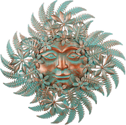 Large Metal Sun Wall Decor Outdoor, 27 Inch Sun and Moon Decor Metal Wall Art, 3D Sun Wall Decor for Patio Garden Yard Fence Bedroom Living Room Decoration
