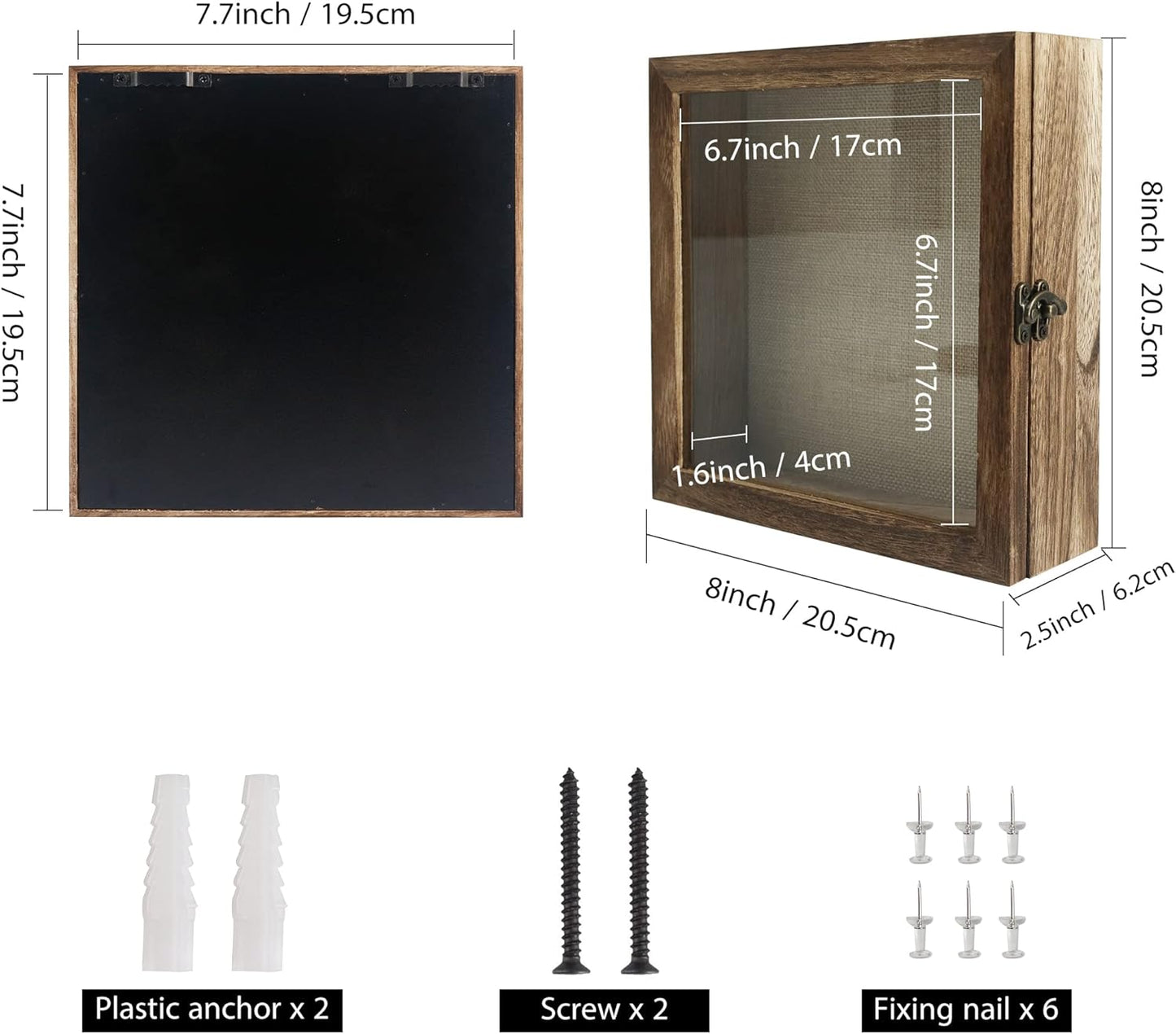 GraduationMall 13x16 Wood Shadow Box Frame Glass Door Display Case with Linen Back and 6 Stick Pins,1.5 inches Interior Depth,Ideal for Memorabilia Pictures Flowers Medals Tickets Rustic White