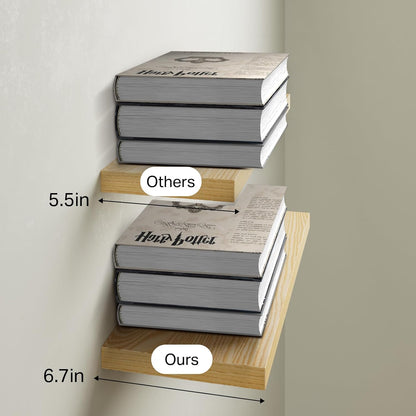 BAYKA Floating Shelves for Wall, Set of 3, Wall Mounted Rustic Wood Shelves for Bathroom, Bedroom, Living Room, Kitchen, Small Hanging Shelf for Books/Storage/Room Decor, Walnut-Like, 15.7in