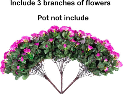 Ivydale Artificial Fake Flowers Plants for Outdoor Outside Spring Decor, Faux Silk Yellow Camellia UV Resistant Look Real for Planter Pot Porch Patio Balcony Garden Yard, 3 Large Bundles
