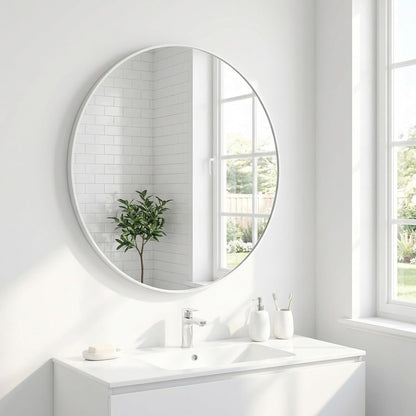 HARRITPURE Round Mirror 30 Black Wall Mounted Circle Mirrors Vanity Mirror with Brushed Aluminum Alloy Frame Modern Decoration for Bathroom, Living Room, Vanity, Bedroom, Entryway