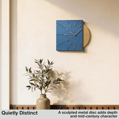 Driini Clocks Mid Century Modern Wall Clock - Square Green Clock with Decorative Gold Accent- Unique and Cool Clock, Battery Operated - MCM Decor & Decorative Wall Clock for Mid Century Modern Decor.