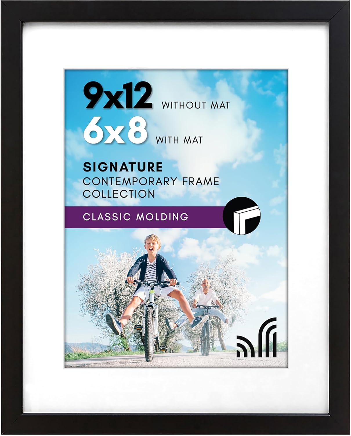 Americanflat 8x10 Picture Frame with Shatter-Resistant Glass - Use as 5x7 Frame with Mat or Display 8x10 Photo Without Mat - Signature Collection - Picture Frames for Tabletop and Wall Display - Black