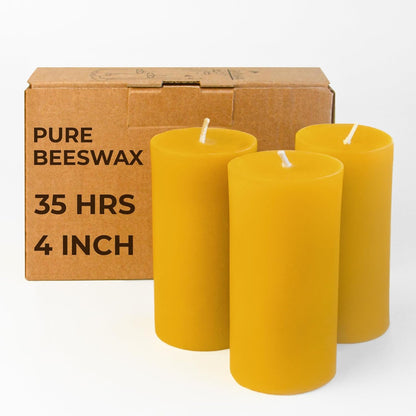 CANDWAX 3x4 inch Pillar Candles Set of 3 – Unscented Dripless Rustic Dark Blue Candles for Room Decor, Weddings, Centerpieces