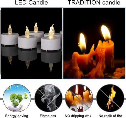 PUNPUBA LED Tea Lights Candles- 24Pack Flameless Candles Realistic and Bright Flickering Long Lasting 200Hours for Holiday Celebration,Party, Home Decoration WarmWhite,Battery Operated
