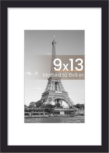 upsimples 8x10 Picture Frame, Display Pictures 5x7 with Mat or 8x10 Without Mat, Wall Hanging Photo Frame, Black, 1 Pack - Colors A