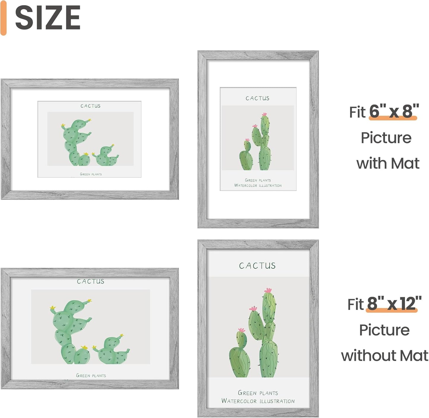 upsimples 8x10 Picture Frame, Display Pictures 5x7 with Mat or 8x10 Without Mat, Wall Hanging Photo Frame, Black, 1 Pack - Colors A