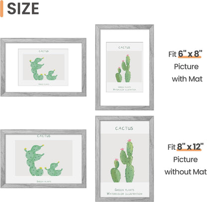 upsimples 8x10 Picture Frame, Display Pictures 5x7 with Mat or 8x10 Without Mat, Wall Hanging Photo Frame, Black, 1 Pack - Colors A