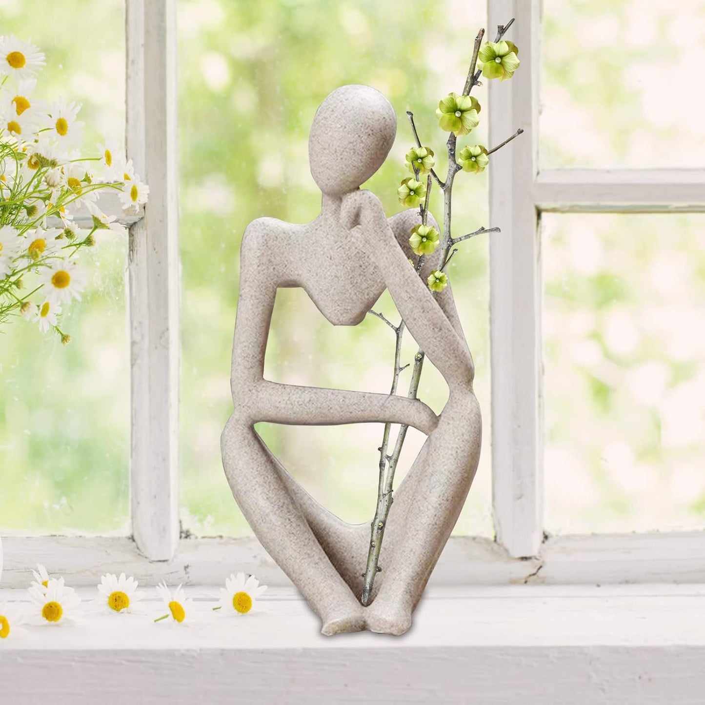 Thinker Statues And Sculptures, Sandstone Resin Thinker Statue Ornaments, Abstract Style Sculptures, Housewarming Gifts, Housewarming Decorations, Living Room Dining Desk Decorations (Right, Small)