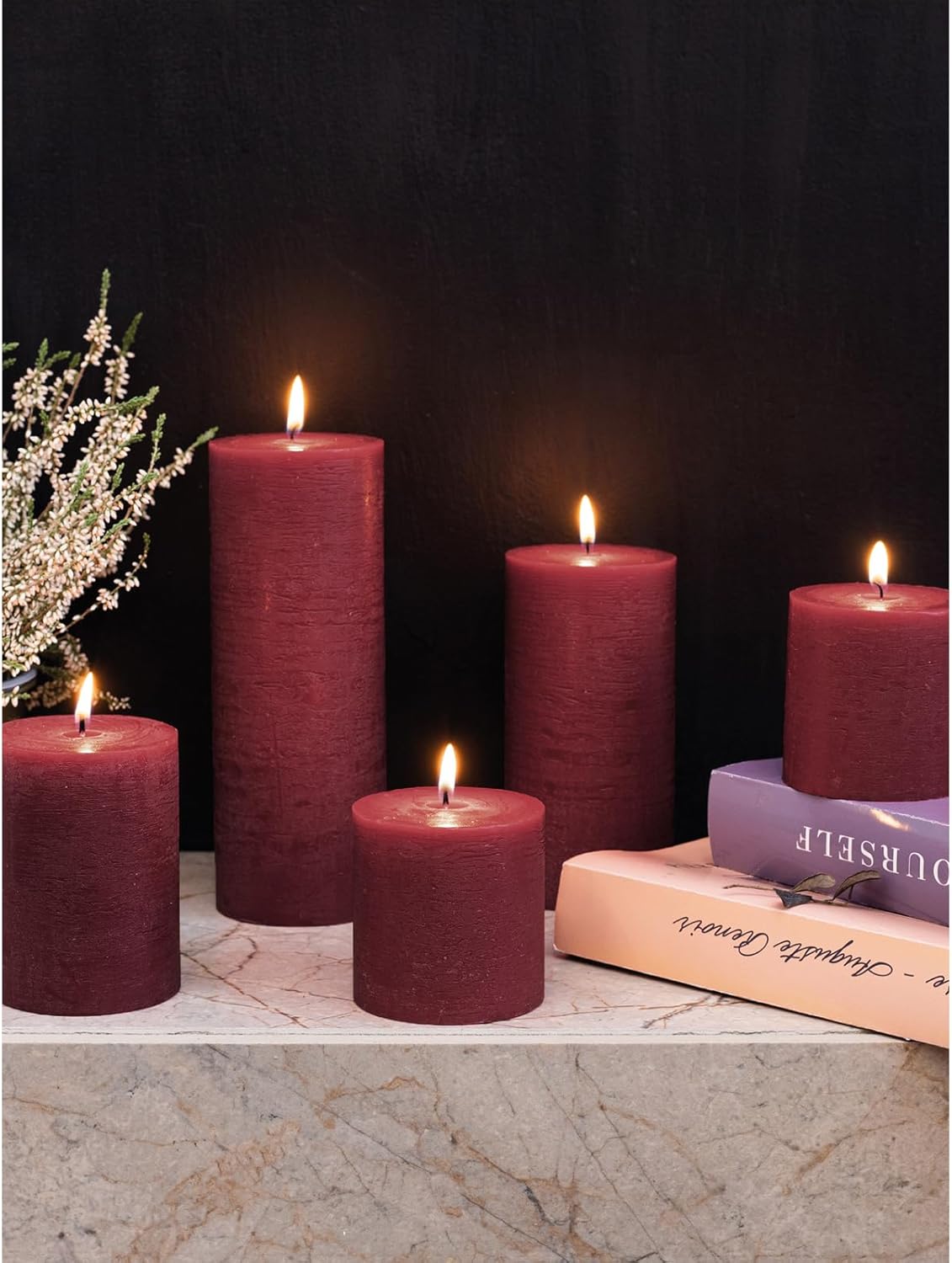 CANDWAX 3x4 inch Pillar Candles Set of 3 – Unscented Dripless Rustic Dark Blue Candles for Room Decor, Weddings, Centerpieces