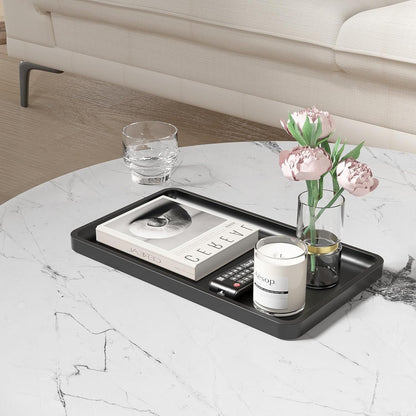 Bathroom Vanity Tray for Countertop - Bamboo Organizer Tray for Dresser Tops, Toilet, Perfume Small Decorative Tray Wood Tray for Home Decoration 11.81” L x 6.1” W x 0.79” H Black