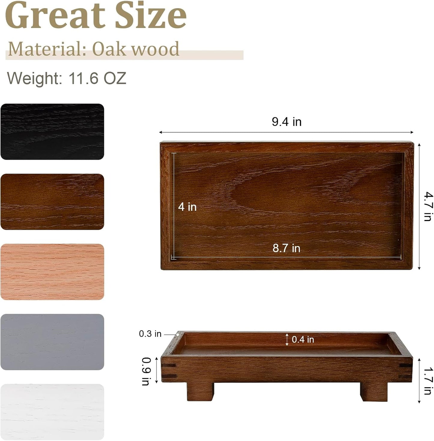 Decorative Tray Small Pedestal Stand Farmhouse Bathroom Decor Wooden Riser Display Stand for Vanity, Kitchen Countertop, Sink, 9.4 * 4.7 White
