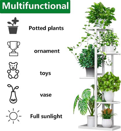 LINZINAR Plant Stand Indoor Outdoor Corner 4 Tier Metal Plant Shelf Patio Plant Rack for Garden Corner Balcony Living Room