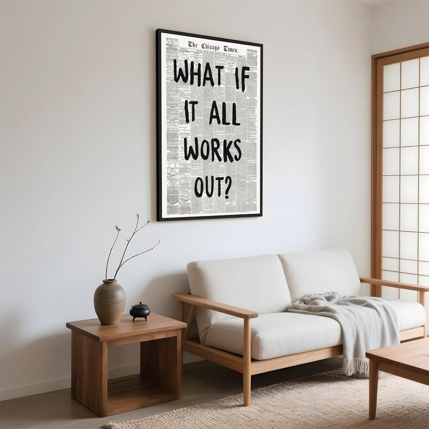 Framed Black And White Retro Newspaper Wall Art ItS Already Yours Universe Quote Poster Trendy Positive Inspirational Wall Decor for Bedroom Office Apartment Dorm Affirmation Canvas Print 8x12inch