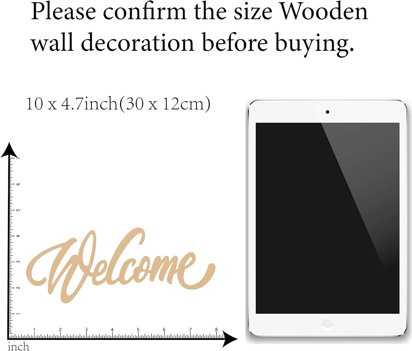 CREATCABIN Welcome Sign Welcome Wood Cutout Wooden Wall Decor Letters Laser Cut Art Unfinished Rustic Decorative DIY for Front Door Home Gallery Porch Coffee Bar Wreath Gift 11.8 x 2.4 Inch