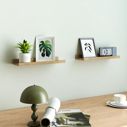 White Floating Shelves for Wall Decor, Wall Mounted Wood Storage Shelf for Bedroom, Living Room, Bathroom, Kitchen, Nursery, Display Picture Ledge Shelf with Lip Set of 2-14 Inches, White