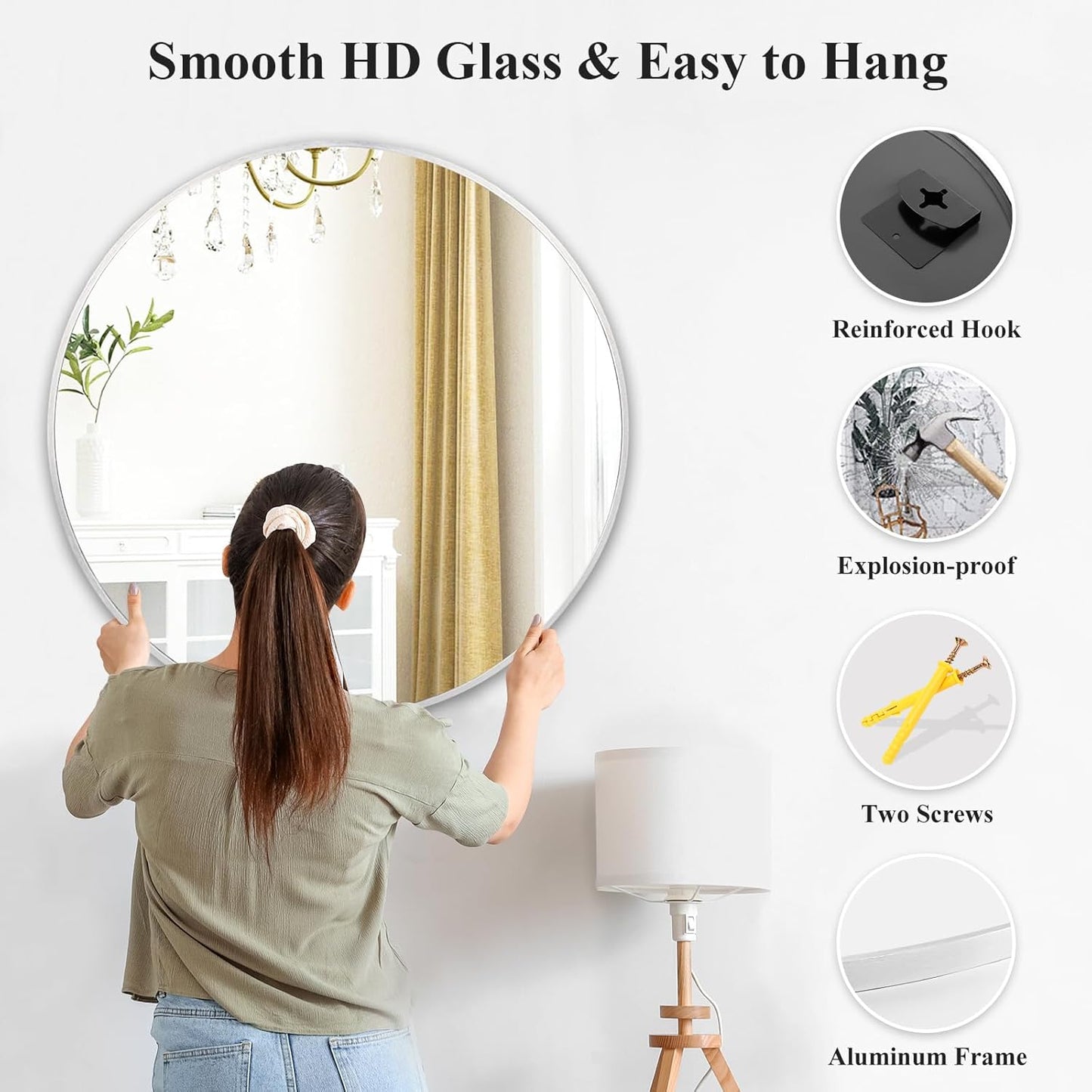 Fabuday Black Circle Mirror for Wall 20 inch - Round Mirrors for Bathroom, Entryway, Living Room, Hallway, Bedroom Decor, Small Matte Framed