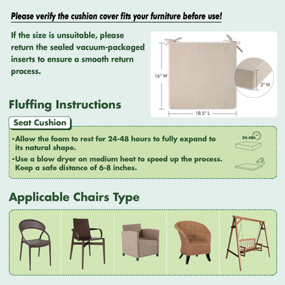 MIULEE Beige Outdoor Bench Cushion Set of 1, 48x18x3 Inch Waterproof Patio Seat Cushions for Swing and Outdoor Furniture Couch Sofa, 3 Year Color Fastness High Density Foam with Adjustable Ties