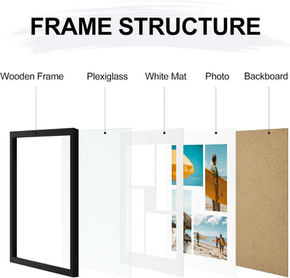 Vittanly 11x14 Collage Picture Frame, Displays 5Pcs 4x6 Pictures with Mat or 1Pcs 11x14 without Mat for Wall Mounting, Picture Frames Collage Wall Decor in Black, 1 Pack