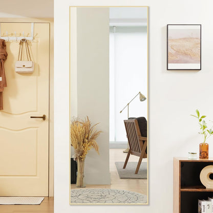 DUMOS Full Length Mirror 64"x21" Full Body Floor Mirror for Bedroom or Cloakroom, Can Stand Alone, Hang or Lean Against Wall, Tall Wall Mirror with Stand, Black