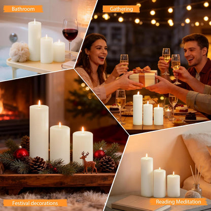 18 Pcs White Pillar Candles Bulk Set，Hurricane Candles，3 Different Lengths 2 x 3/4/6 Inch (6 Each)，Dripless Unscented Smokeless，Gives You a Better Atmosphere When Organizing an Event Party.
