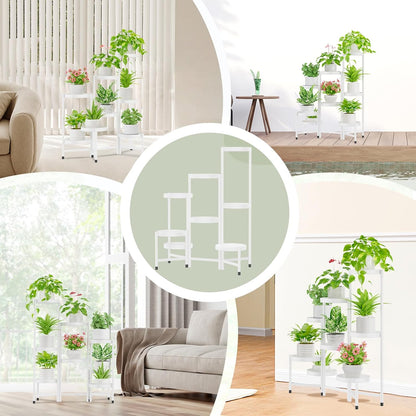 iDavosic.ly Plant Stand Indoor Outdoor, 5 Tier Corner Metal Flower Display Holder Shelf, Folding Tall Orchid Rack for Patio Balcony Porch Garden Living Room House, Black